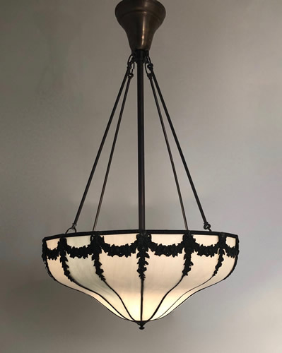 Acanthus Leaf Leaded Glass Inverted Dome Light